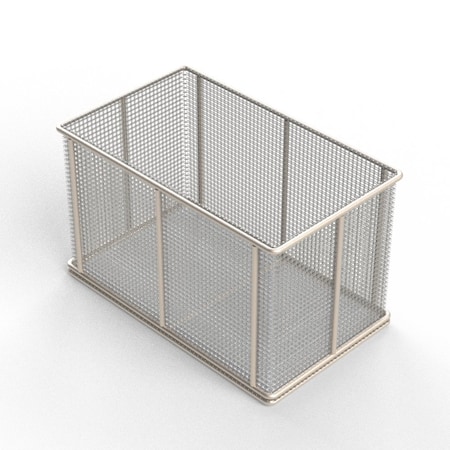 Anysizebasket Rectangular Wire Mesh Basket: 10Lx6Wx6H, 304 SS, 3/16 Rod Frame, No Handles, Mesh: 4 x .063 TMT-100060060-N04S